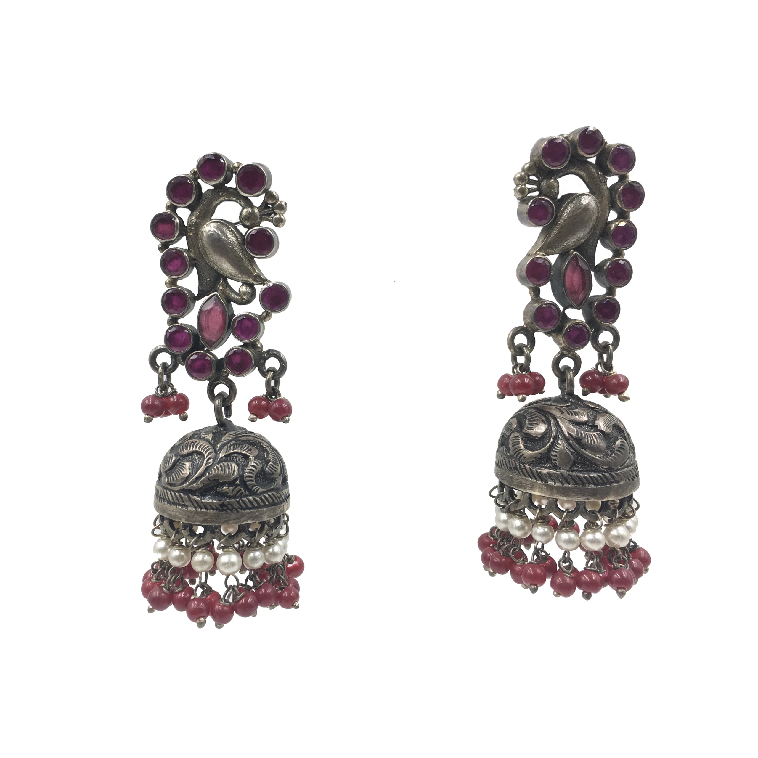 silver earrings jhumka