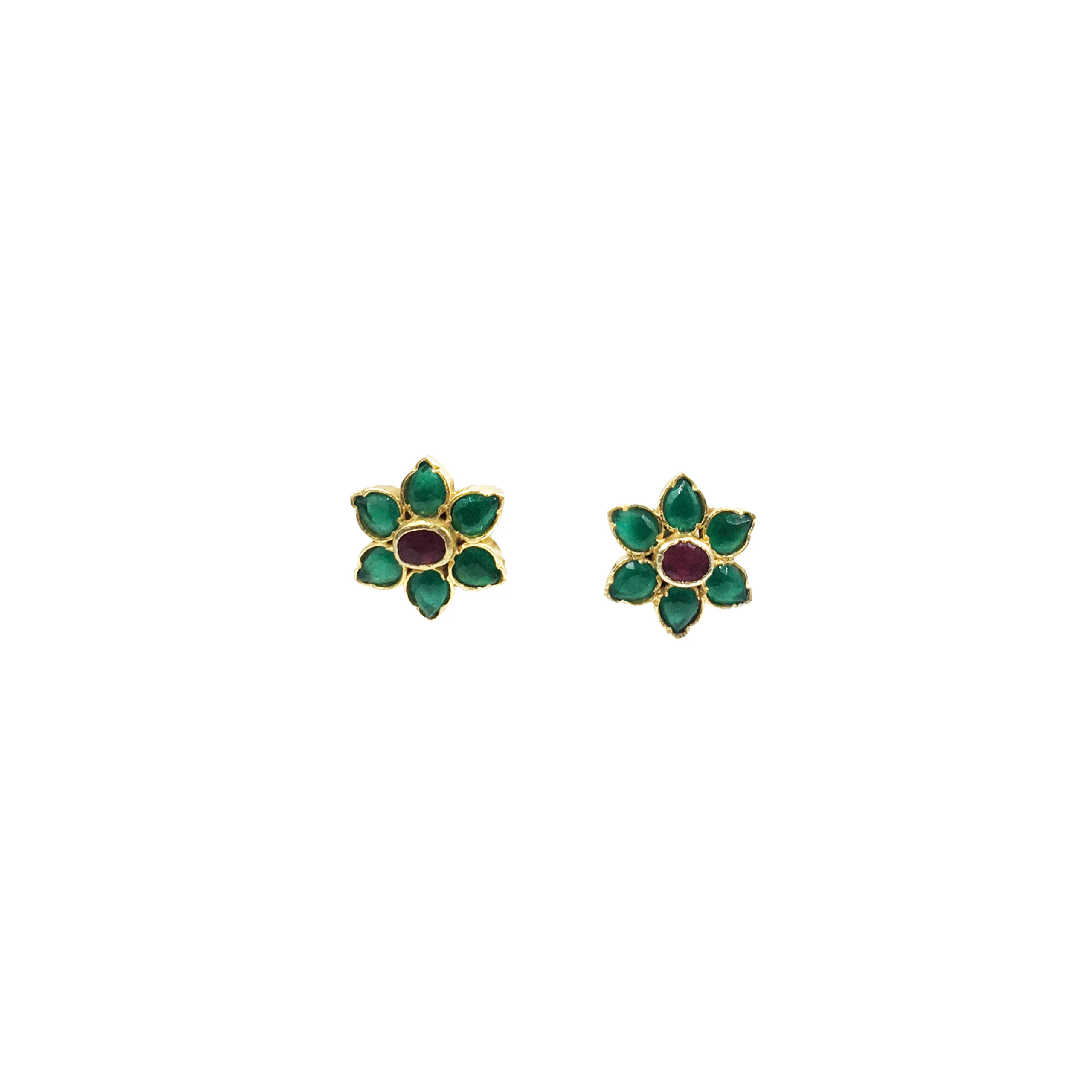 Emerald Silver Earrings